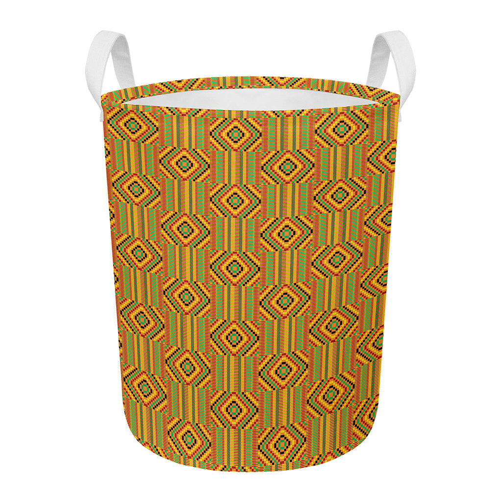 Ashanti Kente Pattern Print Round Laundry Basket