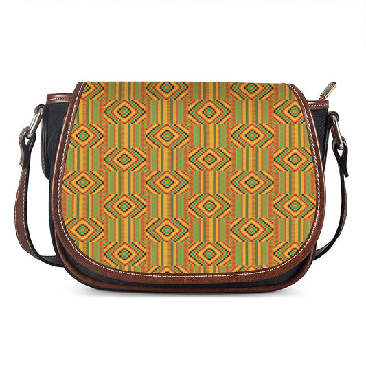 Ashanti Kente Pattern Print Saddle Bag