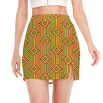 Ashanti Kente Pattern Print Side Slit Mini Skirt