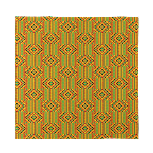 Ashanti Kente Pattern Print Silk Bandana