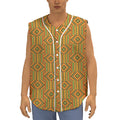 Ashanti Kente Pattern Print Sleeveless Baseball Jersey