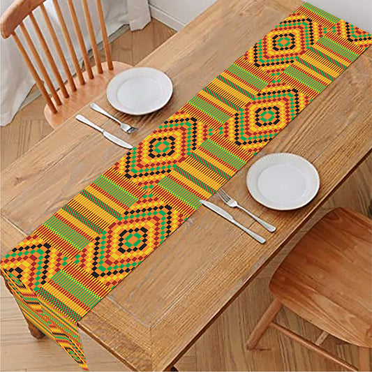 Ashanti Kente Pattern Print Table Runner