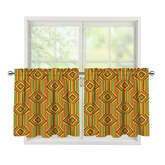 Ashanti Kente Pattern Print Tier Curtains