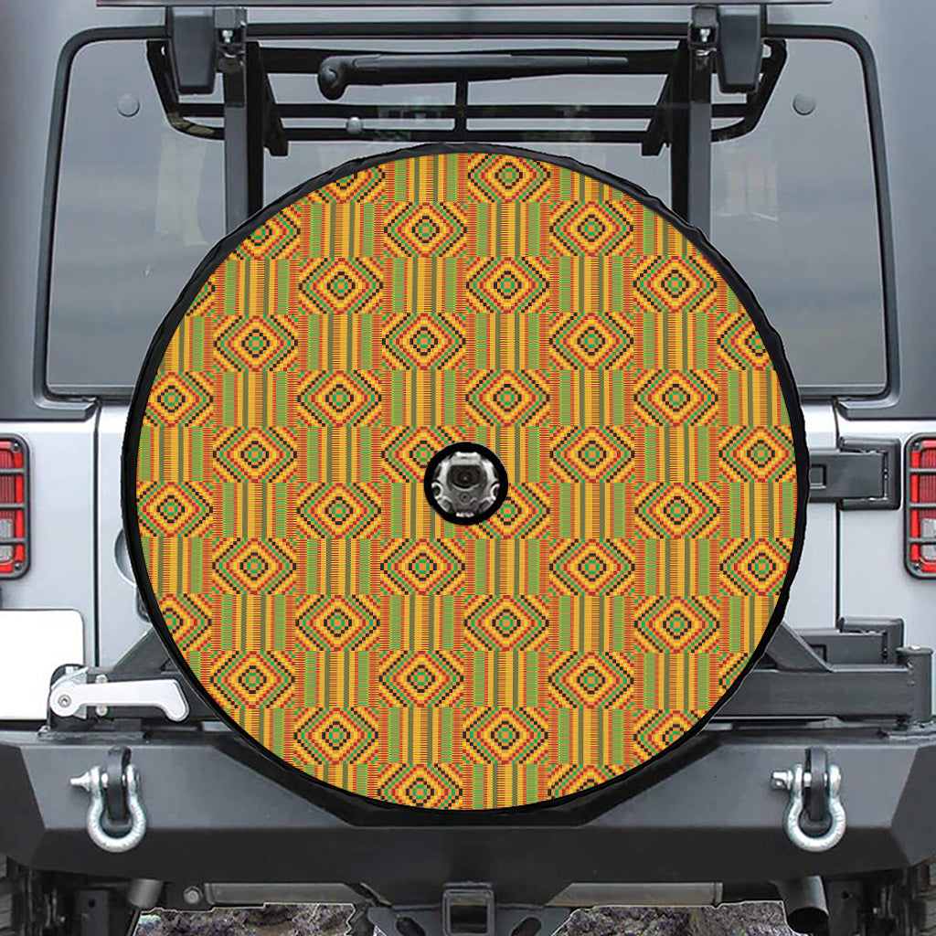 Ashanti Kente Pattern Print Tire Cover With Camera Hole