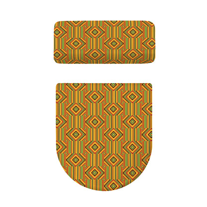 Ashanti Kente Pattern Print Toilet Lid And Tank Cover Set