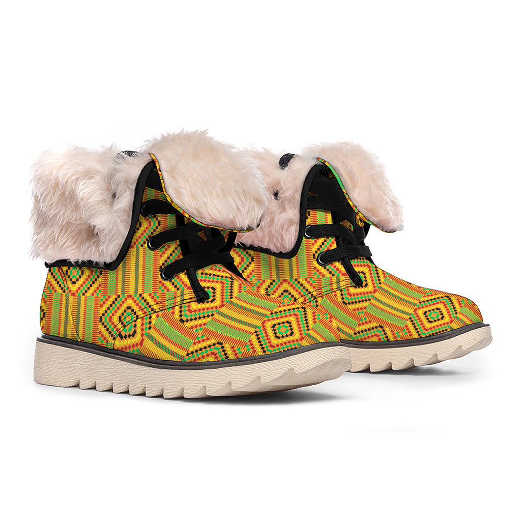 Ashanti Kente Pattern Print Winter Boots