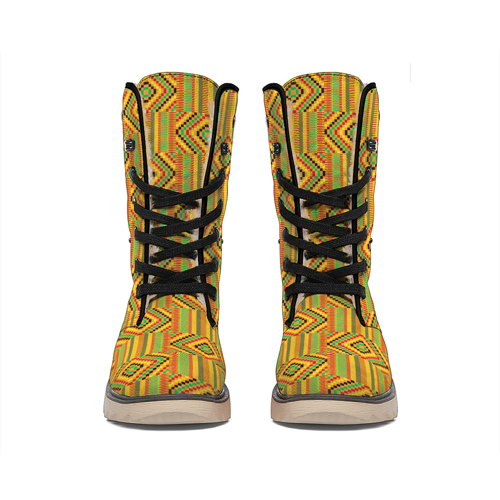 Ashanti Kente Pattern Print Winter Boots