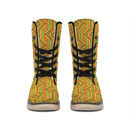 Ashanti Kente Pattern Print Winter Boots