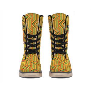 Ashanti Kente Pattern Print Winter Boots