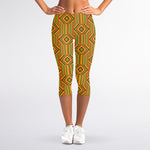 Ashanti Kente Pattern Print Women's Capri Leggings