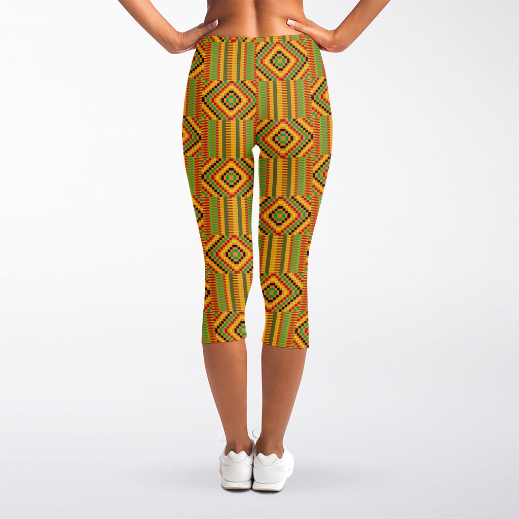 Ashanti Kente Pattern Print Women's Capri Leggings