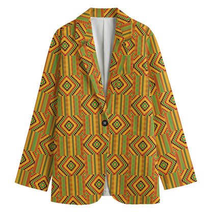 Ashanti Kente Pattern Print Women's Cotton Blazer