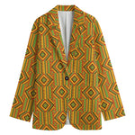 Ashanti Kente Pattern Print Women's Cotton Blazer