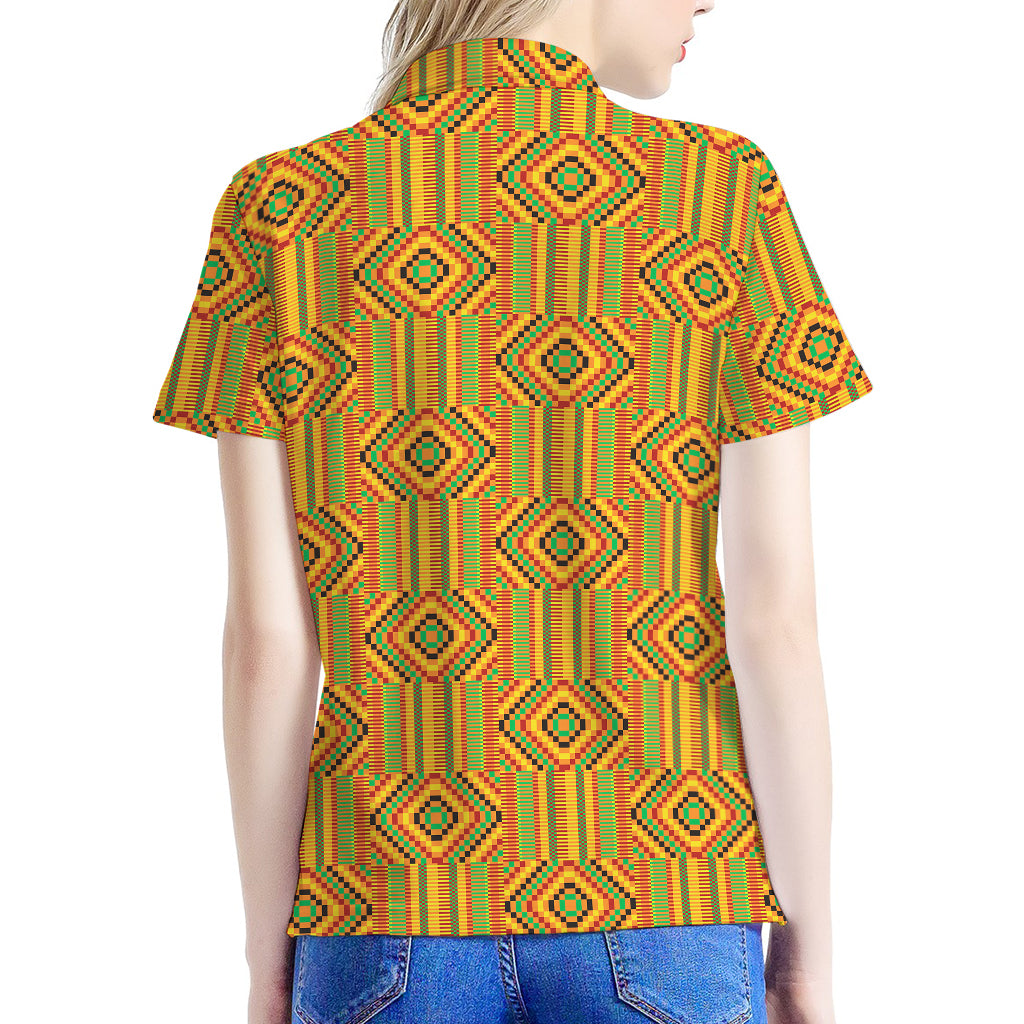 Ashanti Kente Pattern Print Women's Polo Shirt