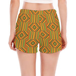 Ashanti Kente Pattern Print Women's Split Running Shorts