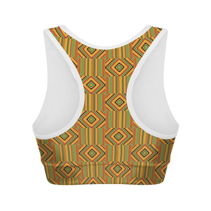 Ashanti Kente Pattern Print Women's Sports Bra