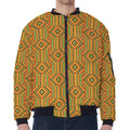 Ashanti Kente Pattern Print Zip Sleeve Bomber Jacket