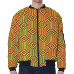Ashanti Kente Pattern Print Zip Sleeve Bomber Jacket