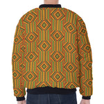 Ashanti Kente Pattern Print Zip Sleeve Bomber Jacket