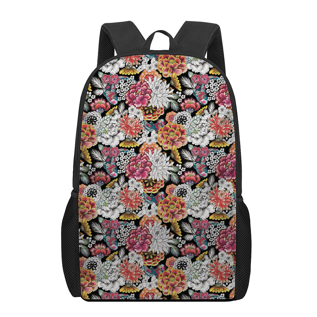 Asian Chrysanthemum Pattern Print 17 Inch Backpack
