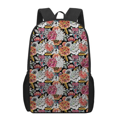 Asian Chrysanthemum Pattern Print 17 Inch Backpack