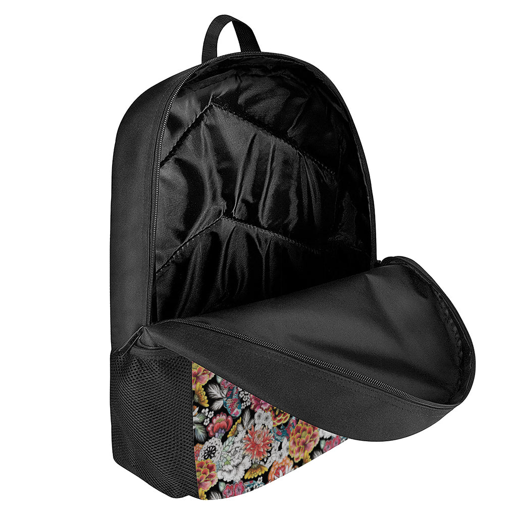 Asian Chrysanthemum Pattern Print 17 Inch Backpack