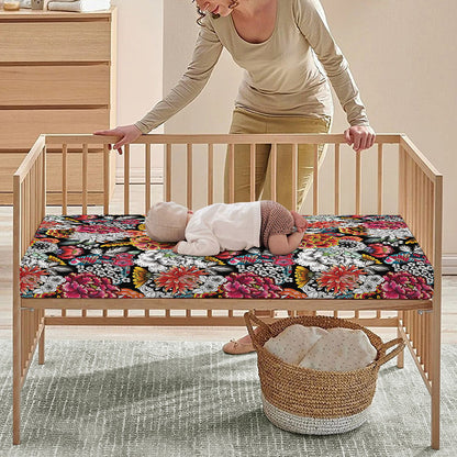 Asian Chrysanthemum Pattern Print Baby Crib Sheet