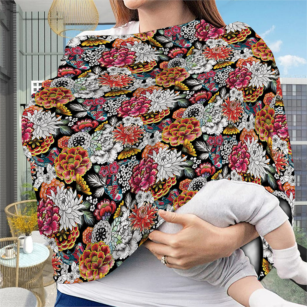 Asian Chrysanthemum Pattern Print Baby Seat Cover