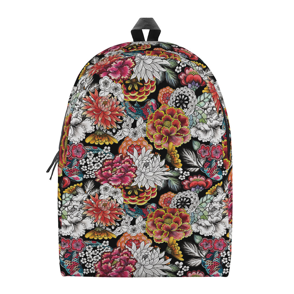 Asian Chrysanthemum Pattern Print Backpack