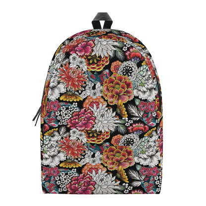 Asian Chrysanthemum Pattern Print Backpack