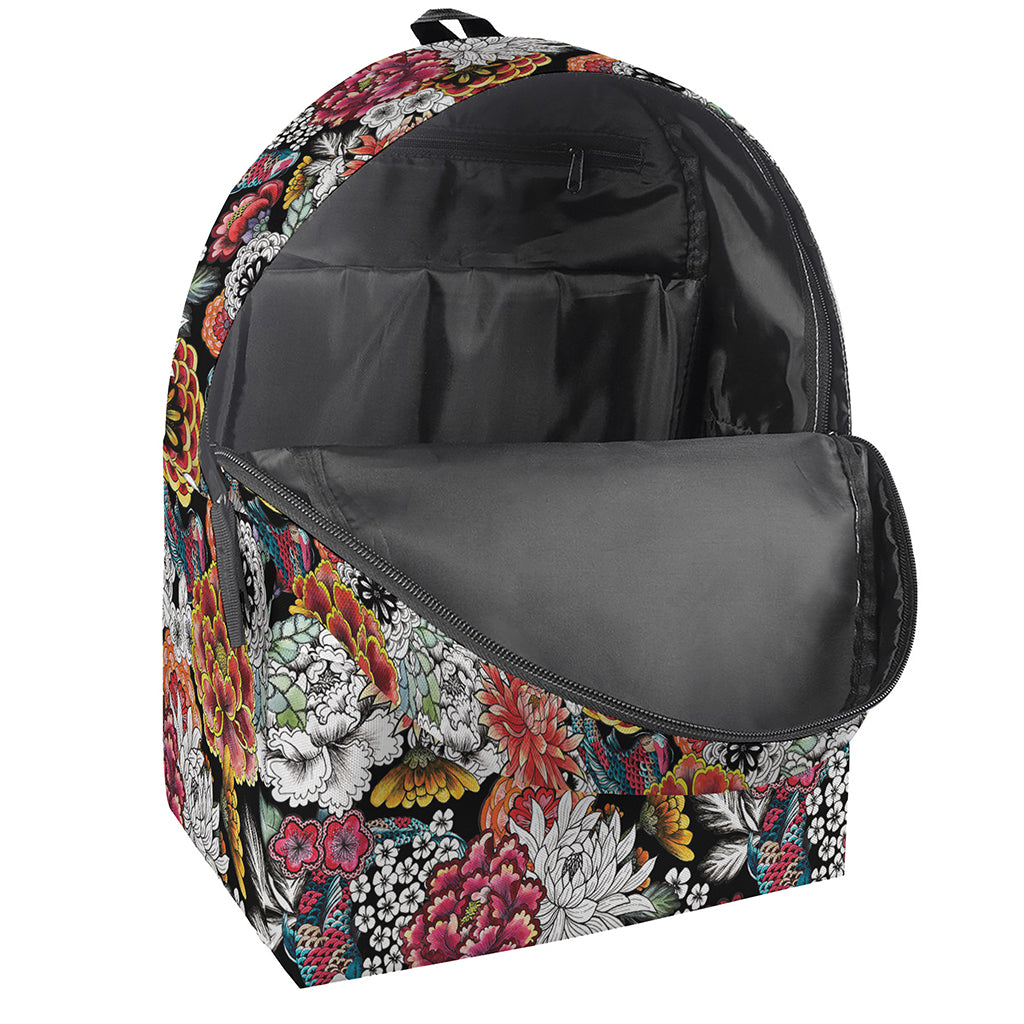 Asian Chrysanthemum Pattern Print Backpack