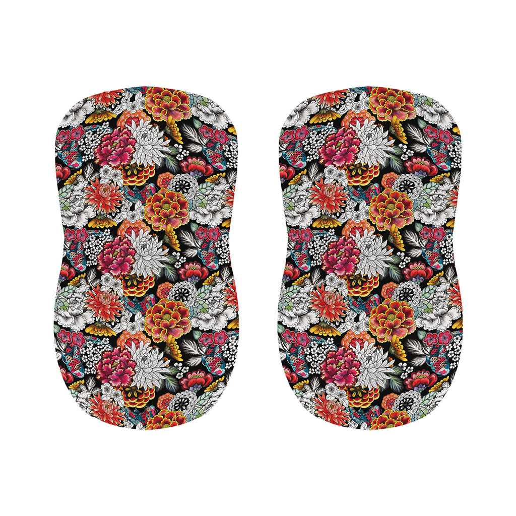 Asian Chrysanthemum Pattern Print Bar Stool Covers