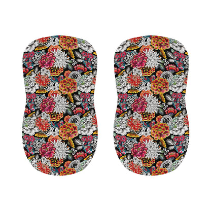 Asian Chrysanthemum Pattern Print Bar Stool Covers