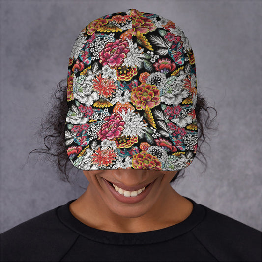 Asian Chrysanthemum Pattern Print Baseball Cap