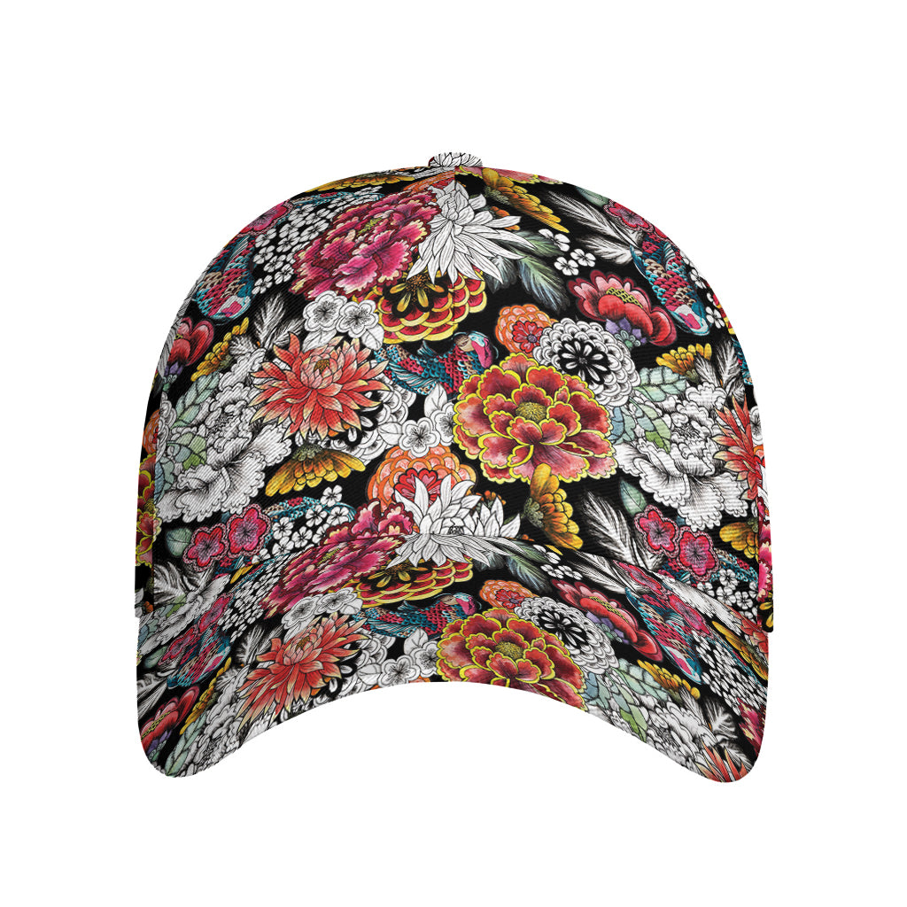 Asian Chrysanthemum Pattern Print Baseball Cap