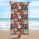 Asian Chrysanthemum Pattern Print Beach Towel