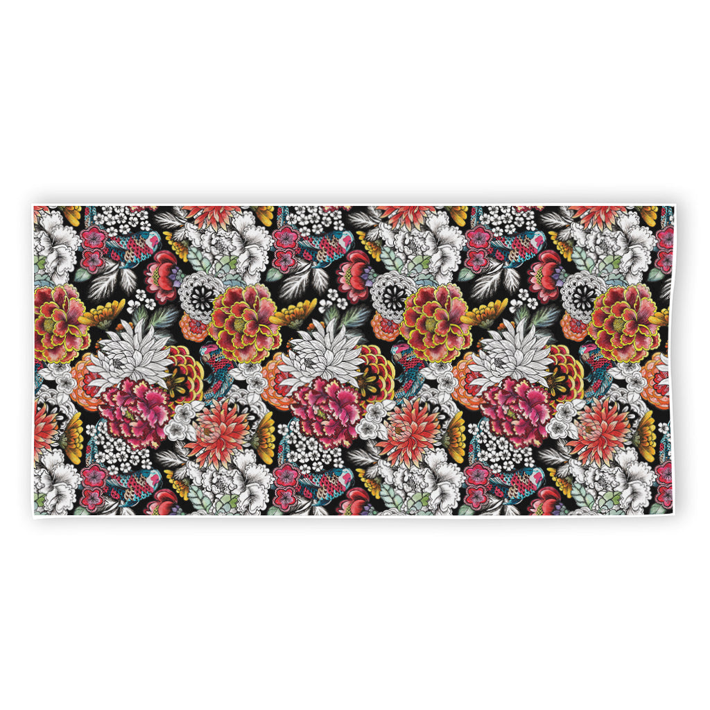 Asian Chrysanthemum Pattern Print Beach Towel