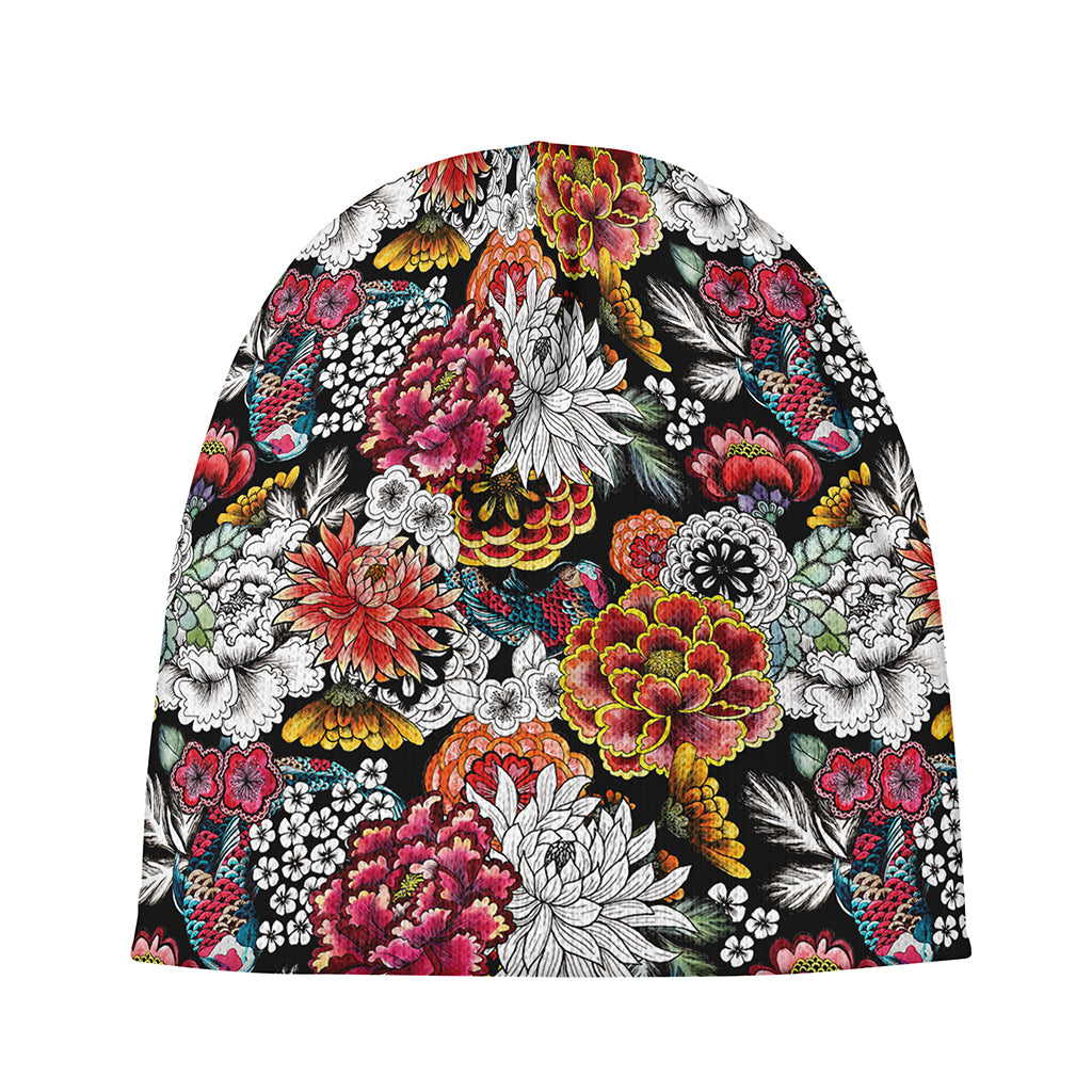 Asian Chrysanthemum Pattern Print Beanie