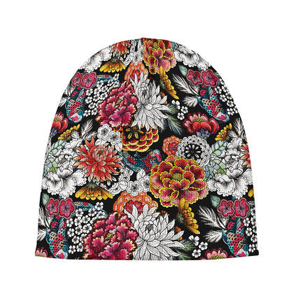 Asian Chrysanthemum Pattern Print Beanie