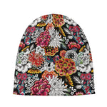 Asian Chrysanthemum Pattern Print Beanie