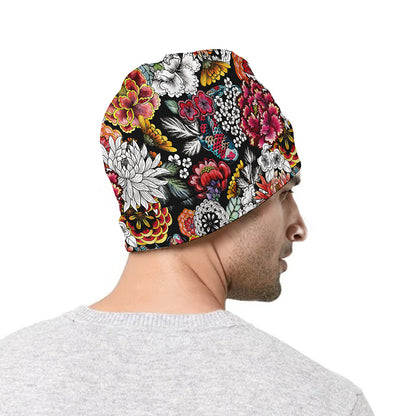 Asian Chrysanthemum Pattern Print Beanie
