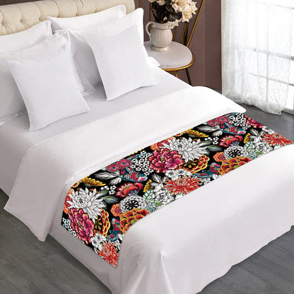 Asian Chrysanthemum Pattern Print Bed Runner