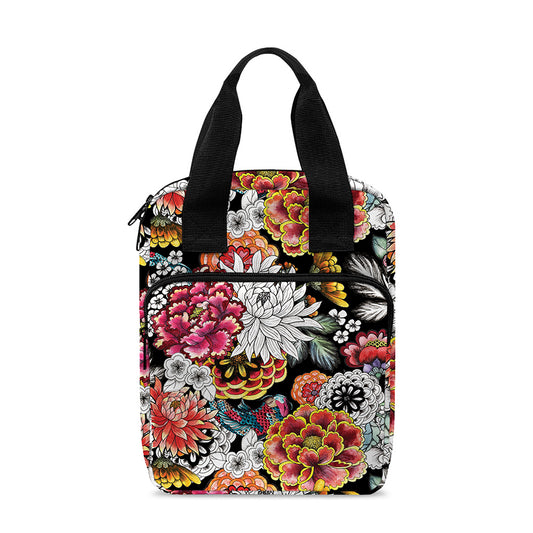 Asian Chrysanthemum Pattern Print Bible Tote Bag