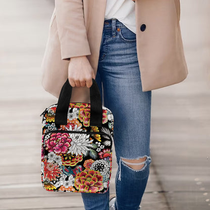 Asian Chrysanthemum Pattern Print Bible Tote Bag