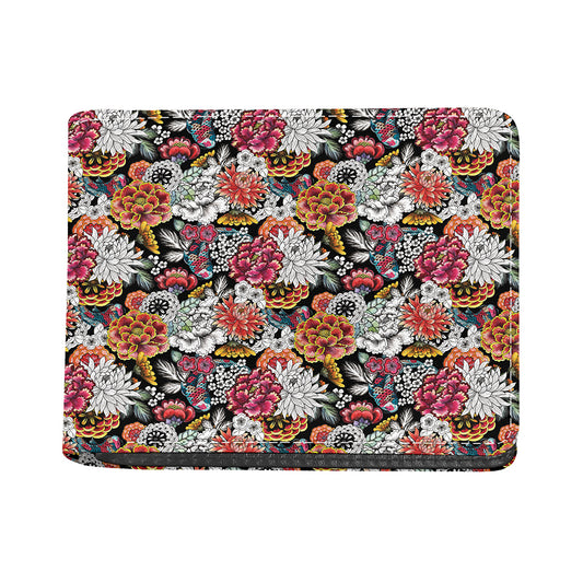 Asian Chrysanthemum Pattern Print Bifold Wallet