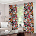 Asian Chrysanthemum Pattern Print Dimout Grommet Curtains