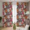 Asian Chrysanthemum Pattern Print Blackout Pencil Pleat Curtains