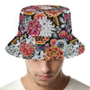 Asian Chrysanthemum Pattern Print Bucket Hat