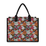 Asian Chrysanthemum Pattern Print Canvas Tote Bag