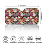 Asian Chrysanthemum Pattern Print Car Windshield Sun Shade